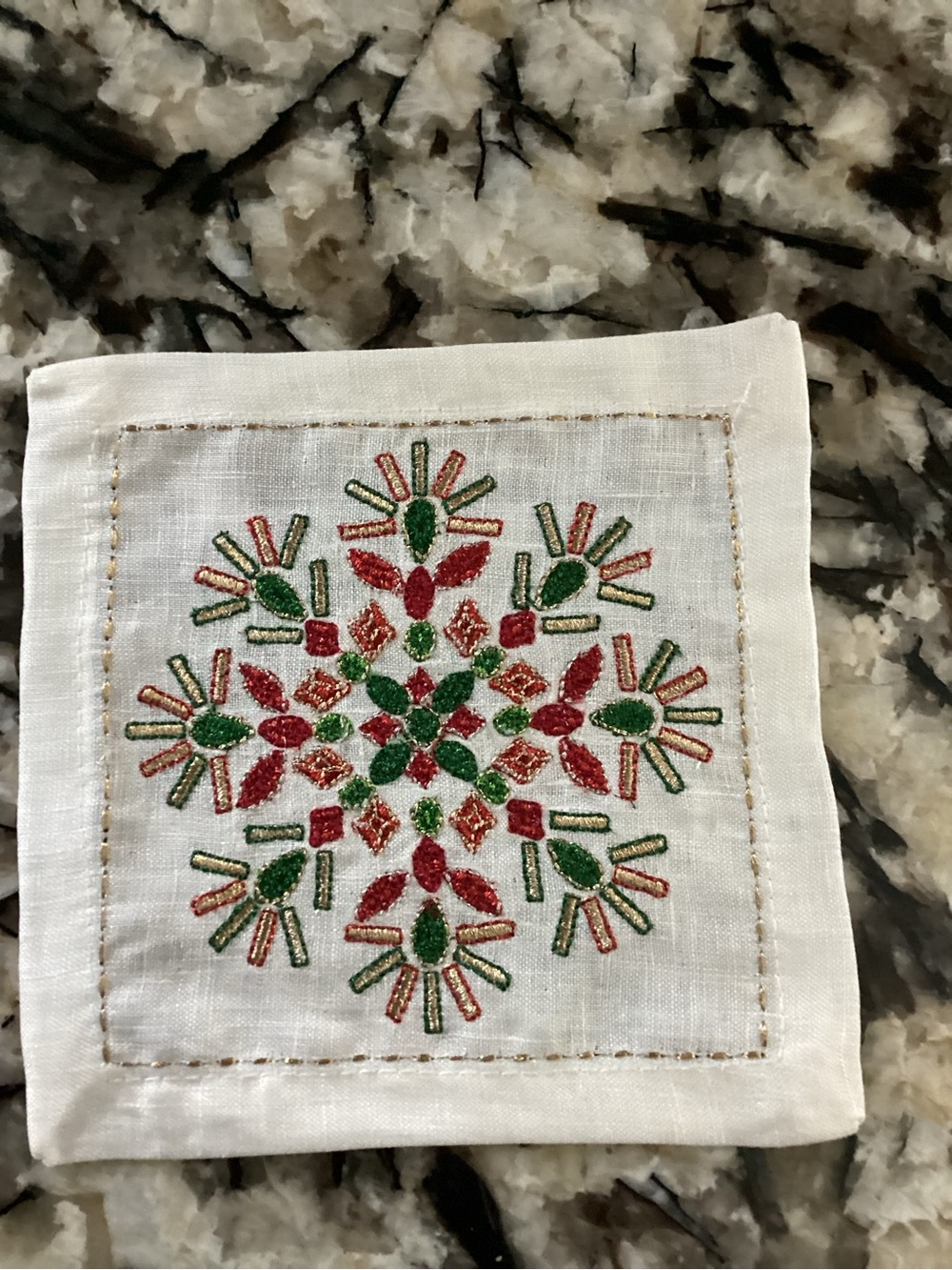 Kim Seybert Embroidered Holiday Nostalgia Cocktail Napkins